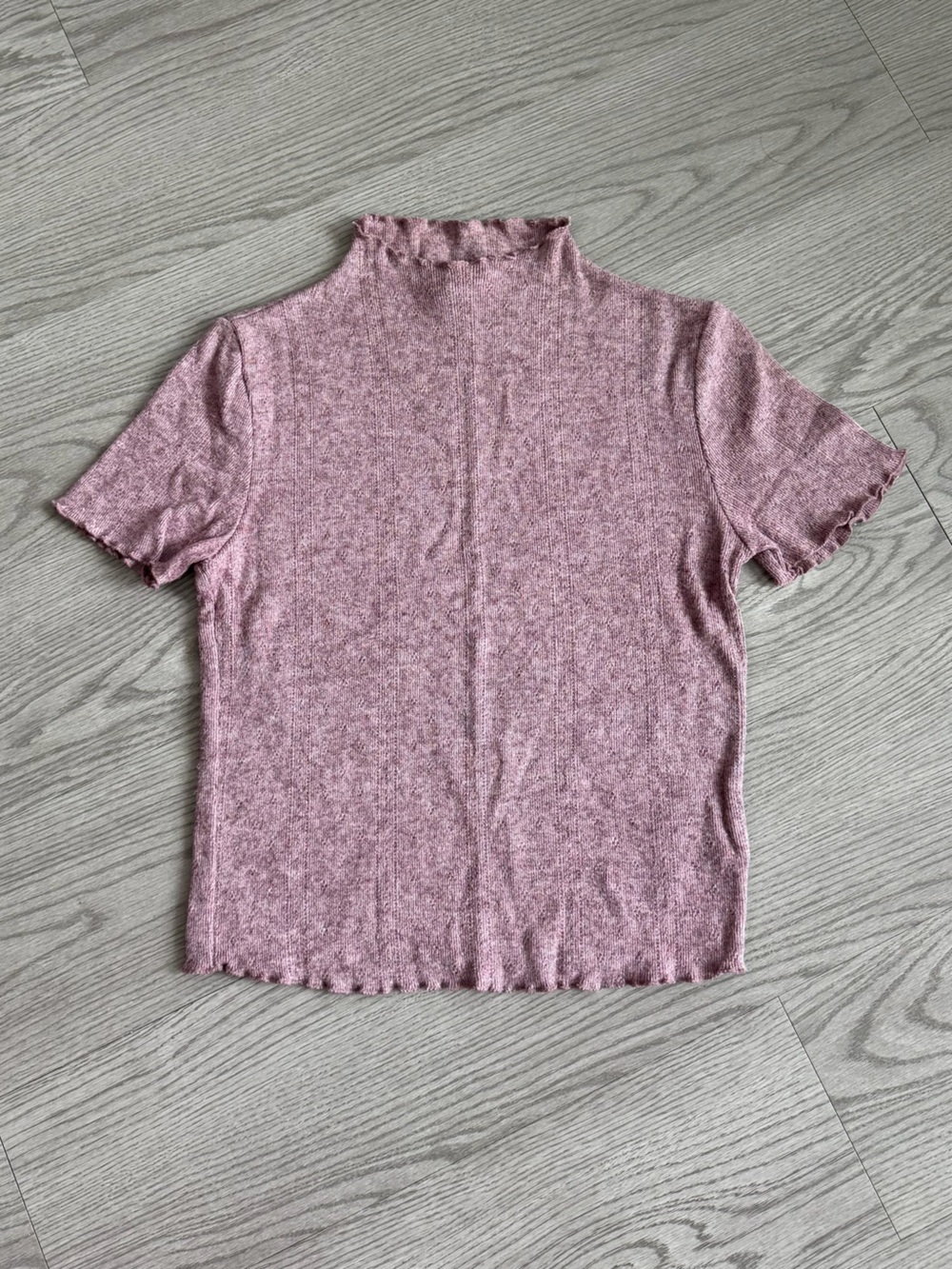 Forever 21 Mauve Heather Short-Sleeve Mock Neck Sweater
